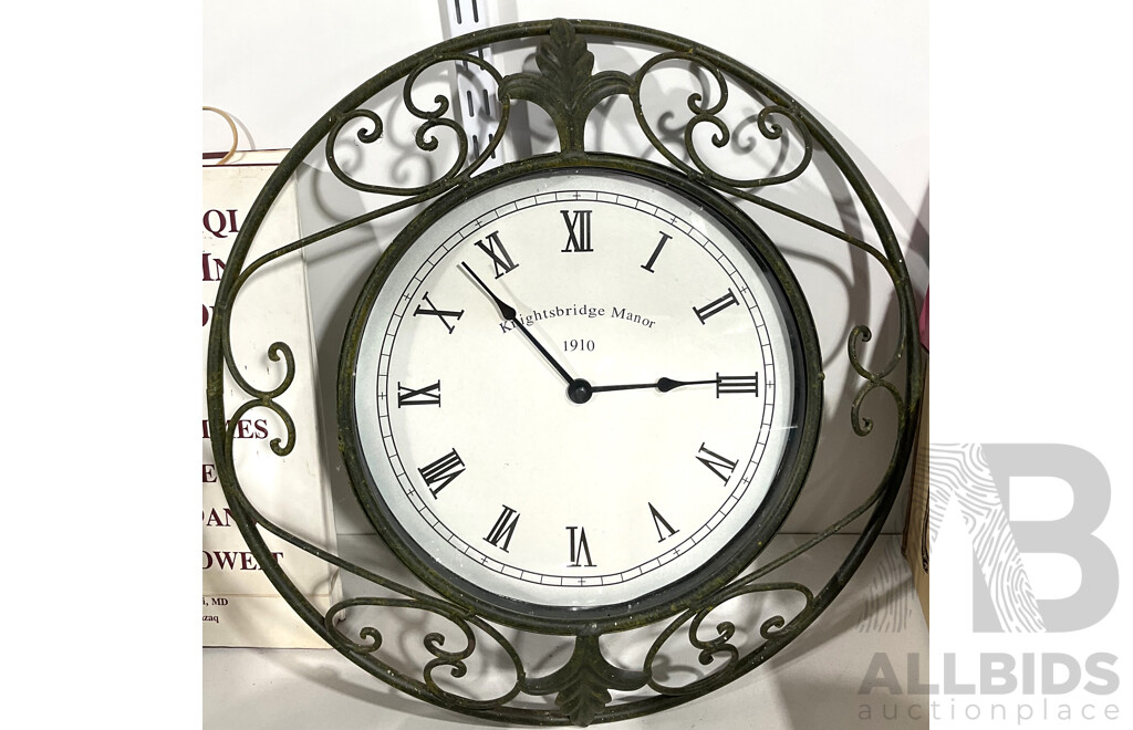Antique Style Wrought Iron Wall Clock
