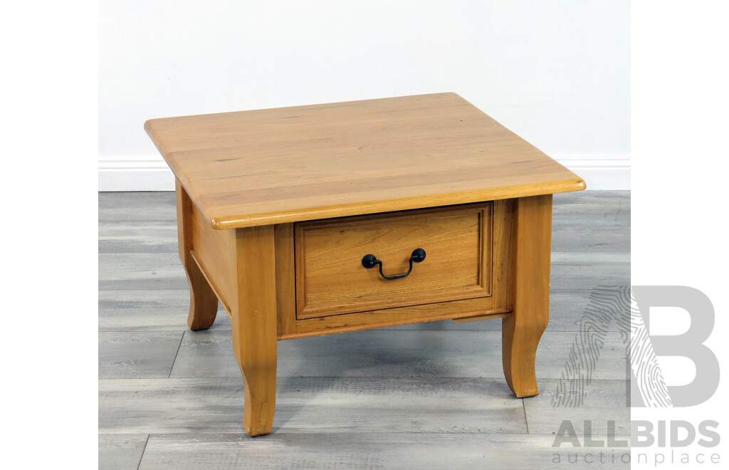 Sqaure Timber End Table with Drawer