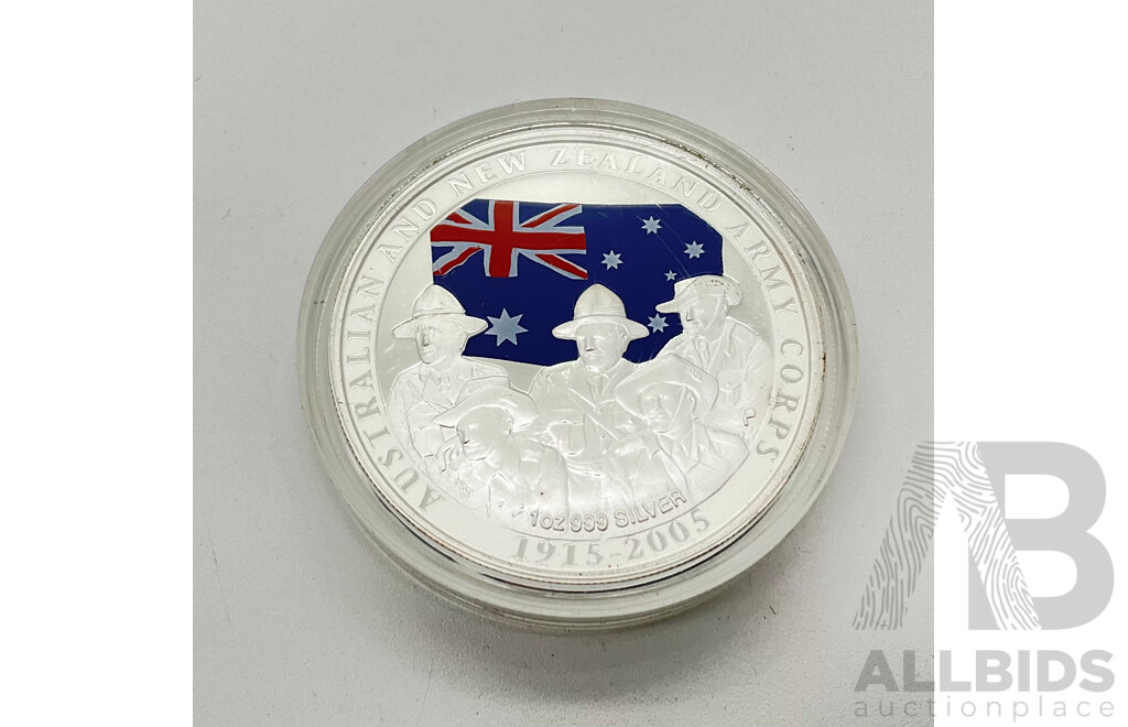 Australian 2005 Silver One Dollar Coin, Australia and New Zealand Army Corps 1915-2005 .999