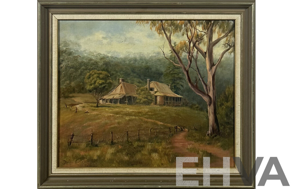 Doreen Martin, (20th Century, Australian), Bush Cottage, Oil on Canvas, 48 X 55 Cm (frame)