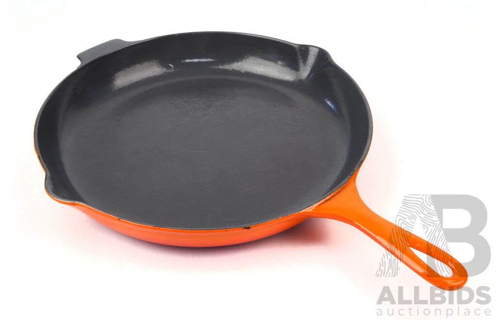 Vintage French Le Creuset Enamelled Cast Iron Frying Pan