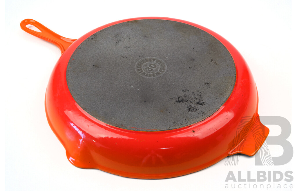 Vintage French Le Creuset Enamelled Cast Iron Frying Pan