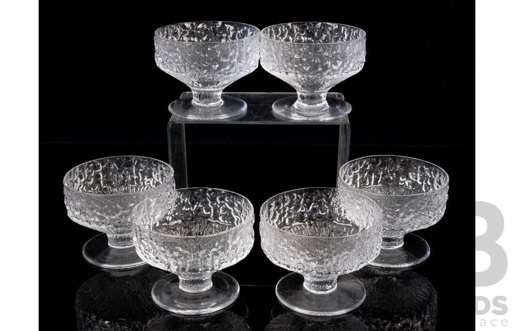 Vintage Whitefriars Glacier Six Piece Pedestal Sundae Coupes by Geoffrey Baxter