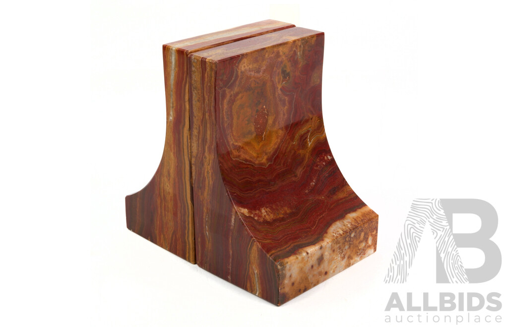 Pair Vintage Polished Agate Bookends