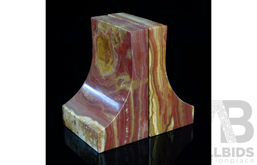 Pair Vintage Polished Agate Bookends