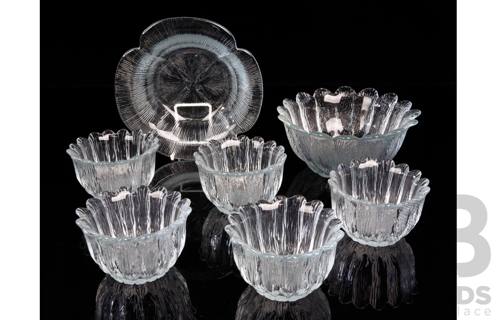 Collection Seven Pieces Mid Century Holmegaard Petal, Flower & Garni Glassware by Sidse Werner