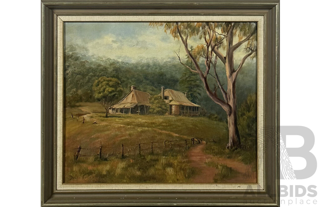 Doreen Martin, (20th Century, Australian), Bush Cottage, Oil on Canvas, 48 X 55 Cm (frame)