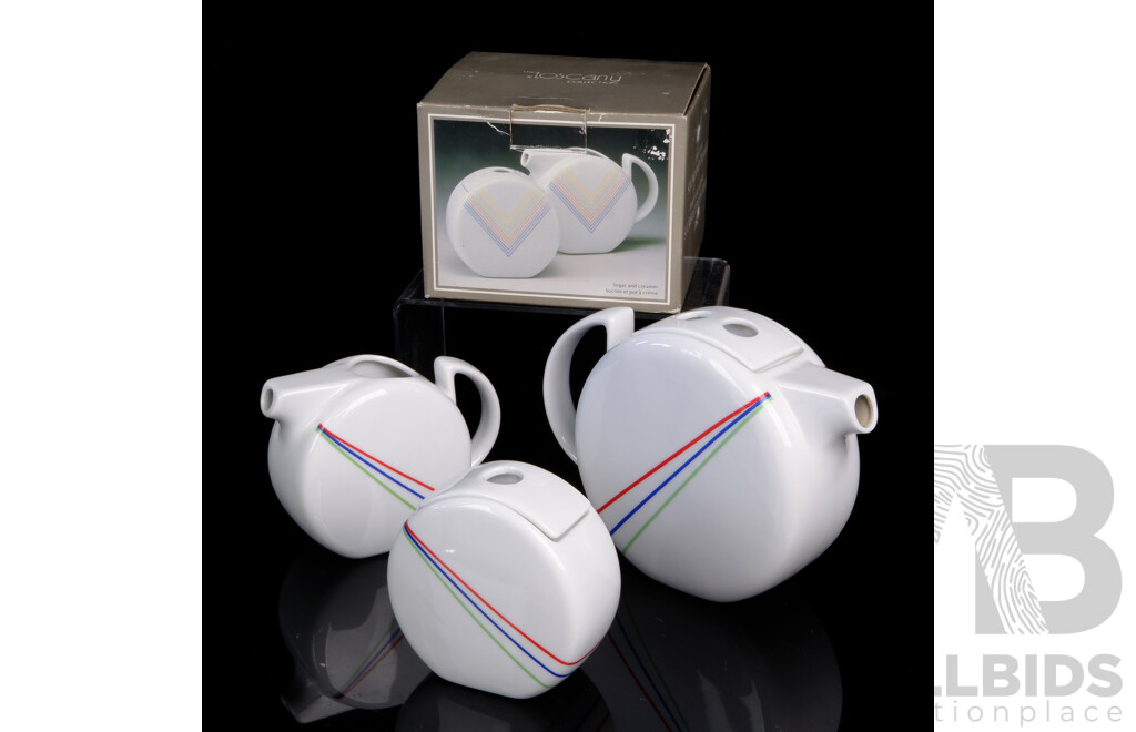 Retro Japan Three Piece Toscany Collection Porcelain Tea Set Including Two Pieces in Original Box