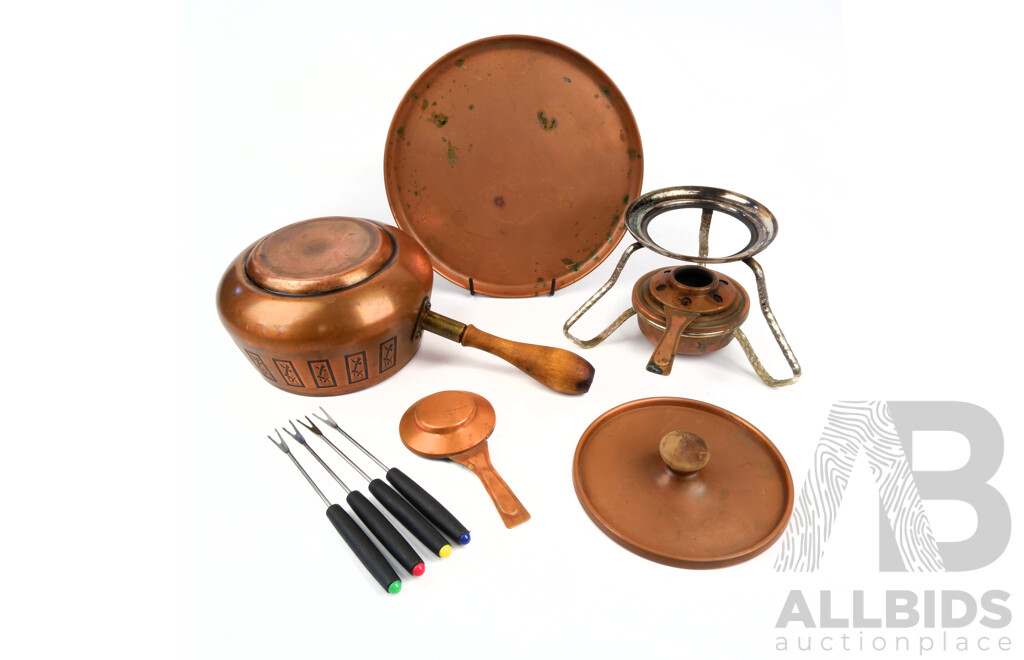 Retro Rodd Copper Fondue Set