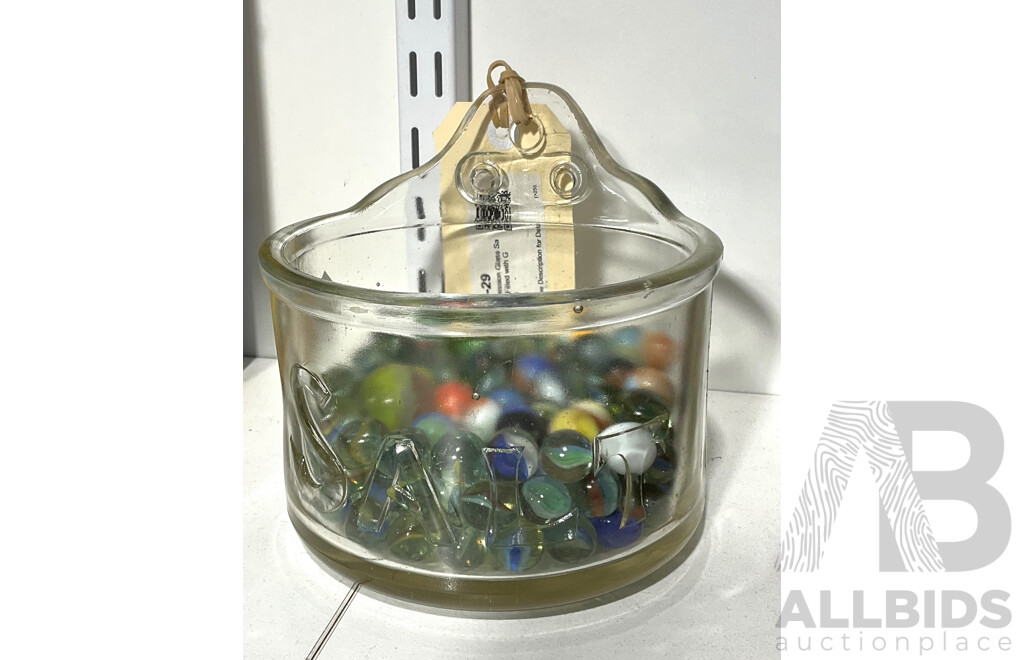 Vintag Depression Glass Salt Container Filled with Glass Marbles