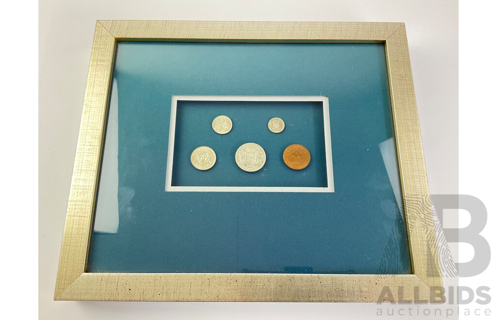 Australian 1954 Complete Coin Set in Hanging Frame