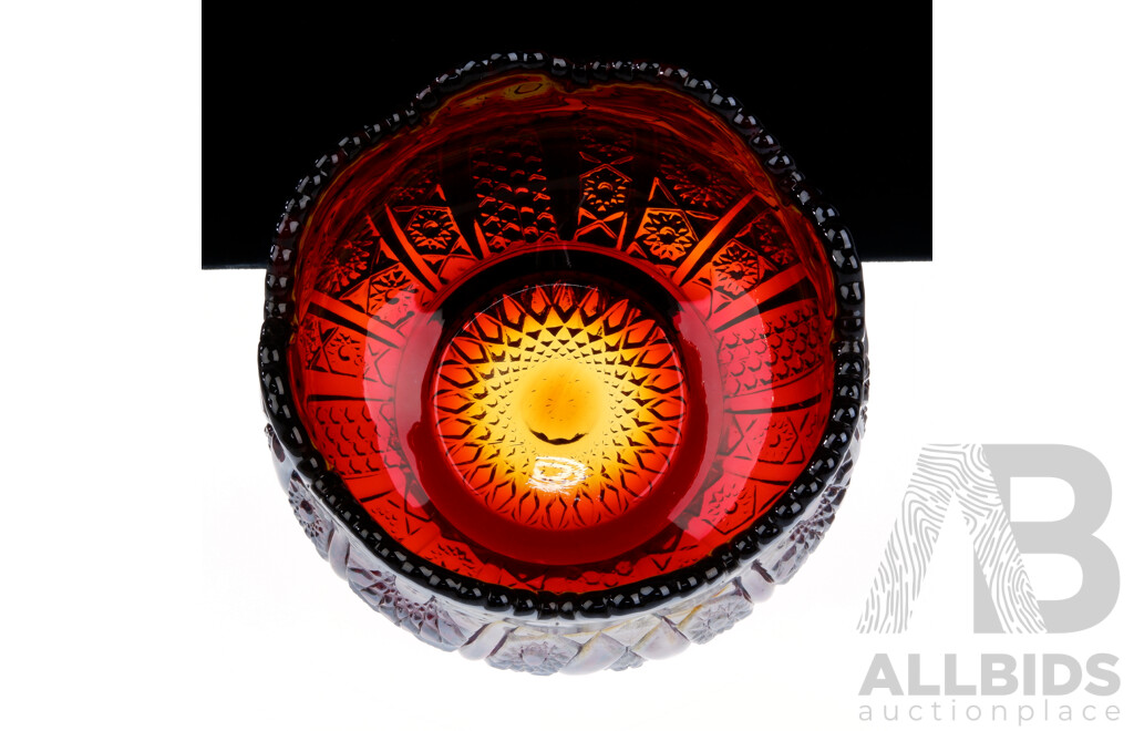 Indiana Glass Heirloom Sunset Sunset Bowl with Graduating Colour and Sawtooth Edge