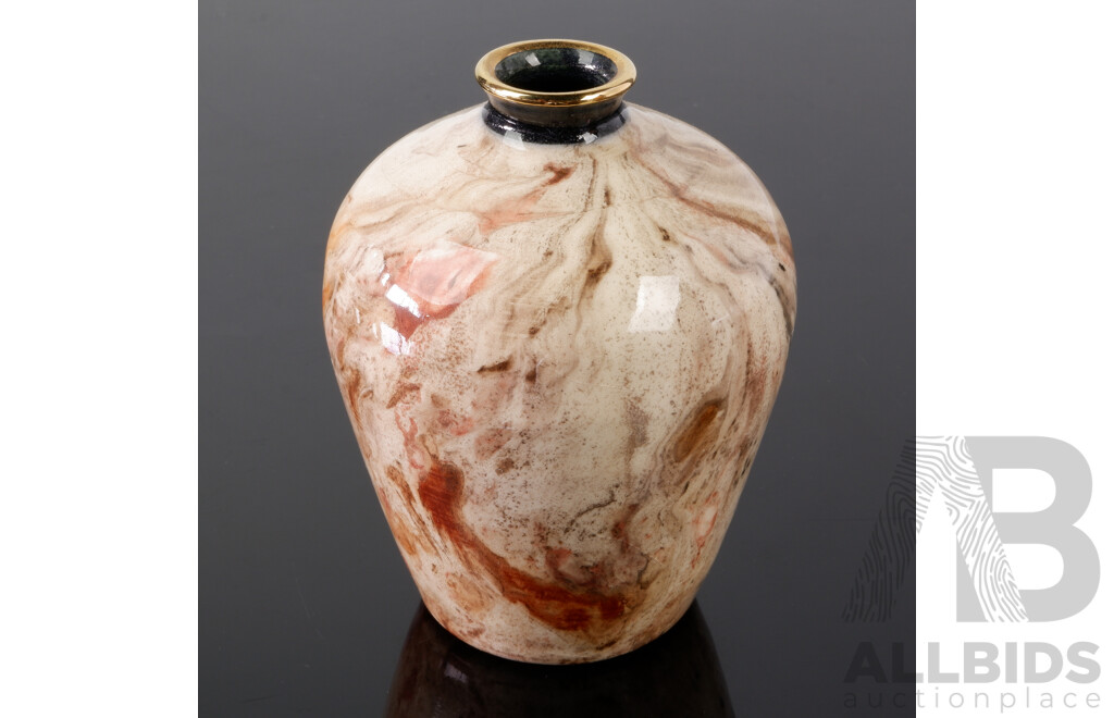 Retro Australian Studio Art Glass Vase by the Jam Factory with Marble Pattern