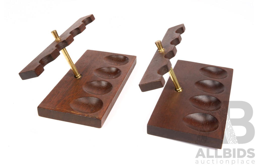 Pair Vintage Four Pipe Wooden Pipe Stands