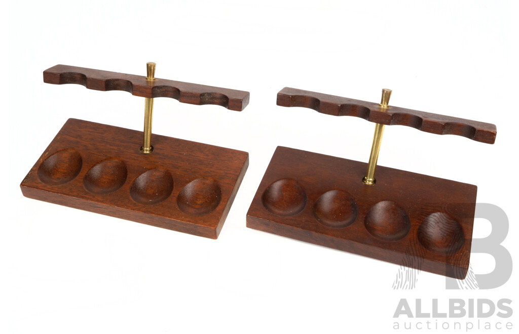 Pair Vintage Four Pipe Wooden Pipe Stands