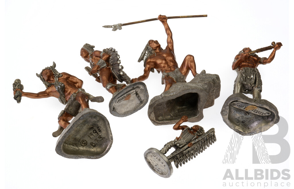 Five Native American Pewter Figurines