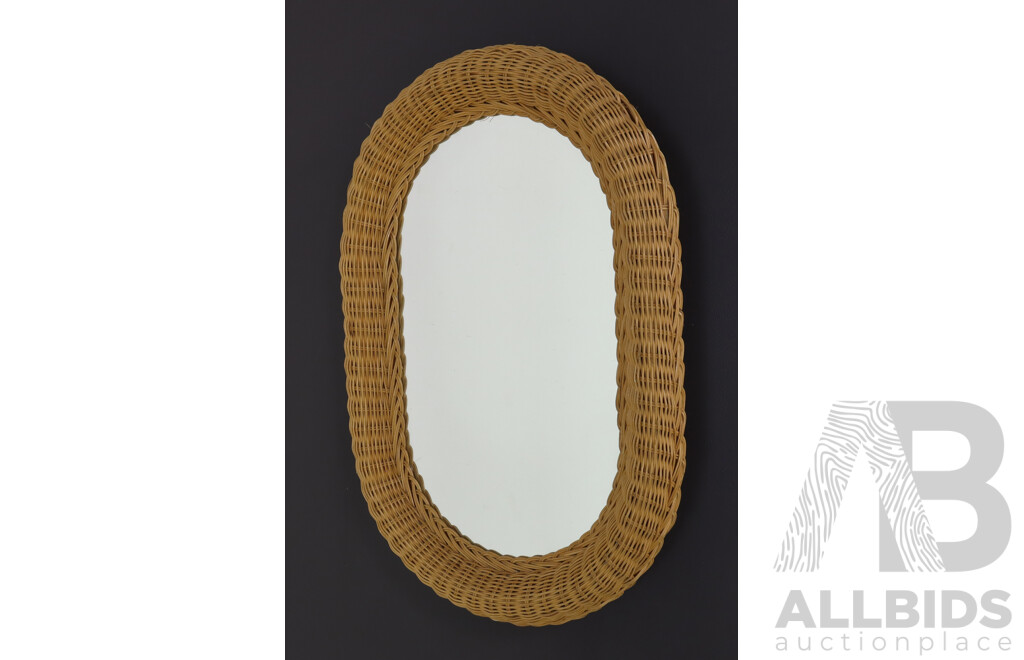 Oval Cane Framed Mirror