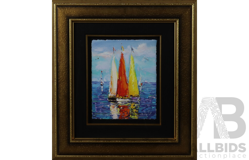 Duaiv (20th Century, French-American, 1952-), Sails Beauty, Giclee Print of Original Acrylic, 59 x 52^cm (frame)