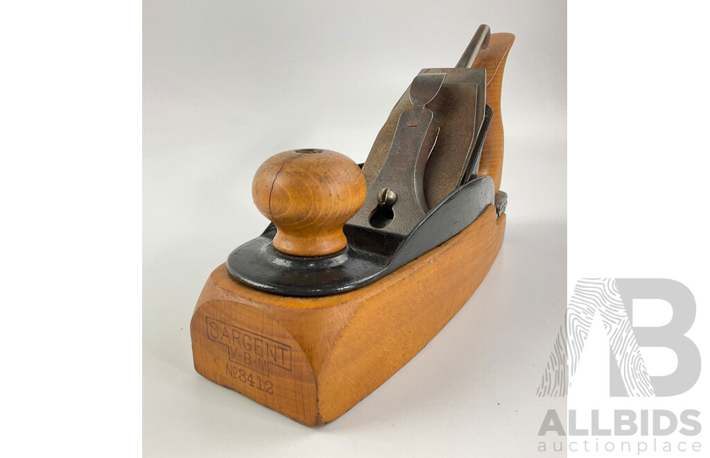 Antique Wood Working Tools Including Oak Granny's Tooth Router with E.C.E and Sargent VBM 3412 Smoothing Planes