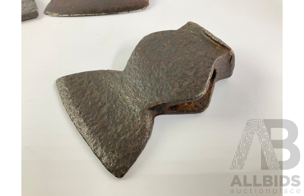 Three Vintage Forged Steel Axe Heads