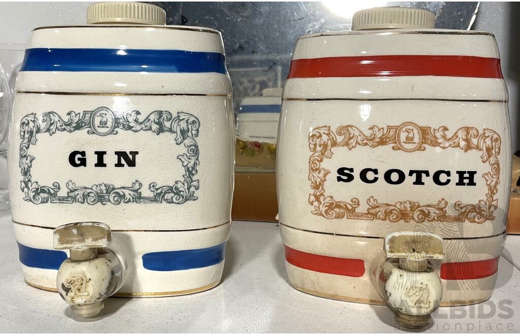 Vintage Wade Pottery Scotch and Gin Decanters