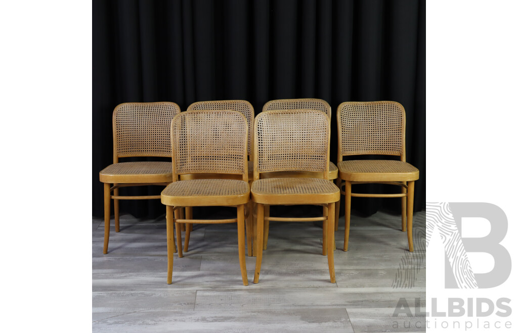 Good Set of Six Drevounia Cane Dining Chairs with Rattan Seats