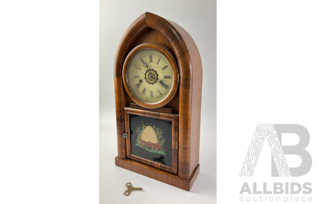 Antique New Haven Beehive Chiming Clock with Roman Numerals