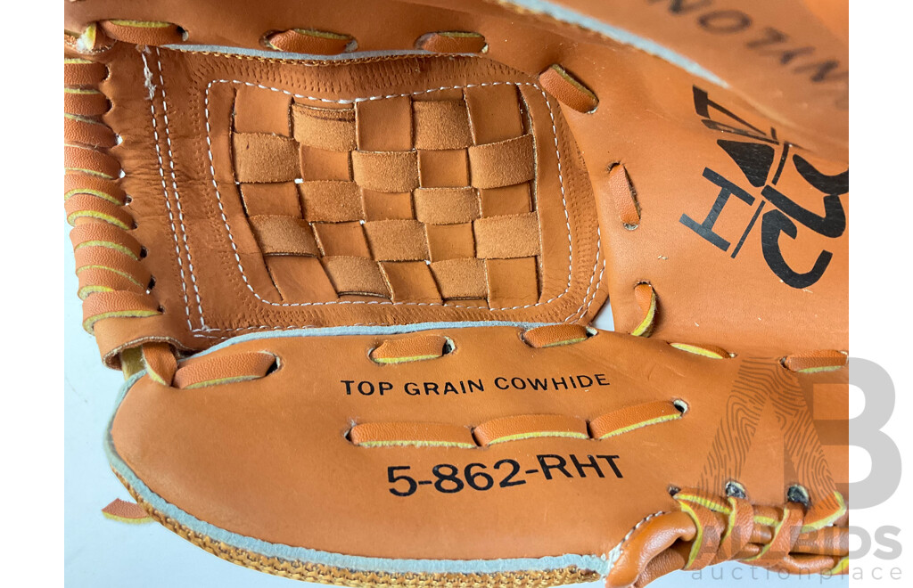 Ten Hart Sport Top Grain Cowhide Baseball Mitts, Sizes 5-862-RHT 5-861-RHT 5-860-RHT