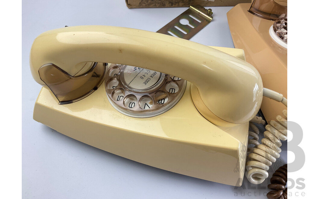 Three Retro Telecom Australia Rotary Dial Telephones Including AWA and STC