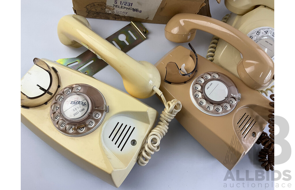 Three Retro Telecom Australia Rotary Dial Telephones Including AWA and STC