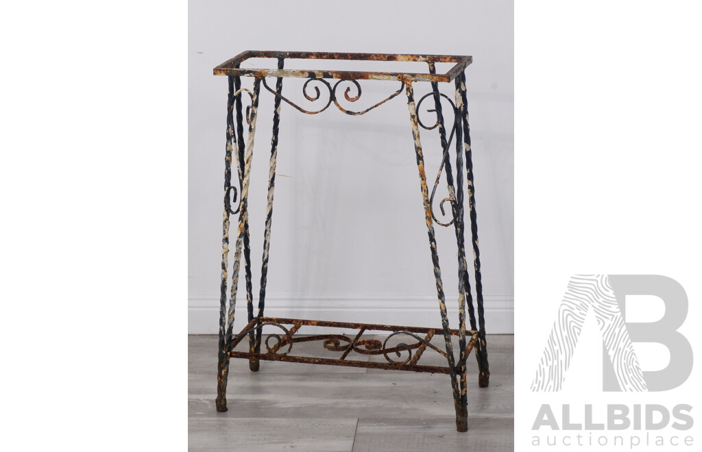 Vintage Twisted Wrought Iron Plant Stand or Table Base