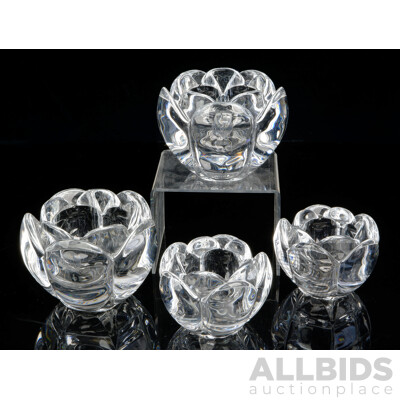 Collection Two Pairs Mid Century Holmegaard Lotus Crystal Votives