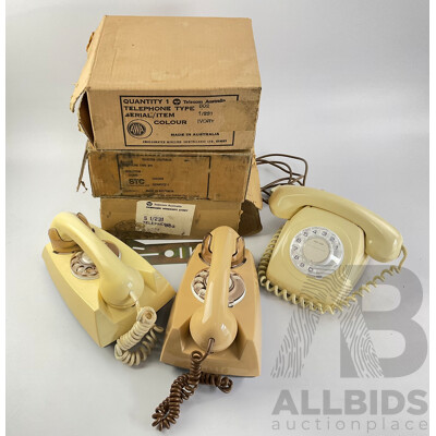 Three Retro Telecom Australia Rotary Dial Telephones Including AWA and STC