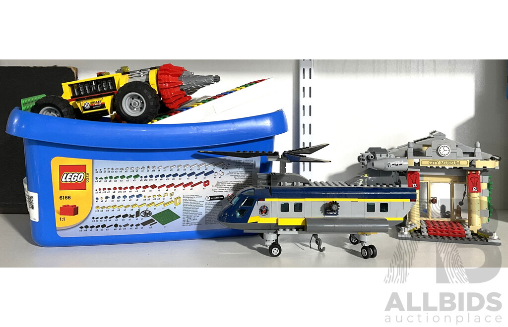 Mixed Collection of Loose and Built Lego Including City Museum and Helicopter