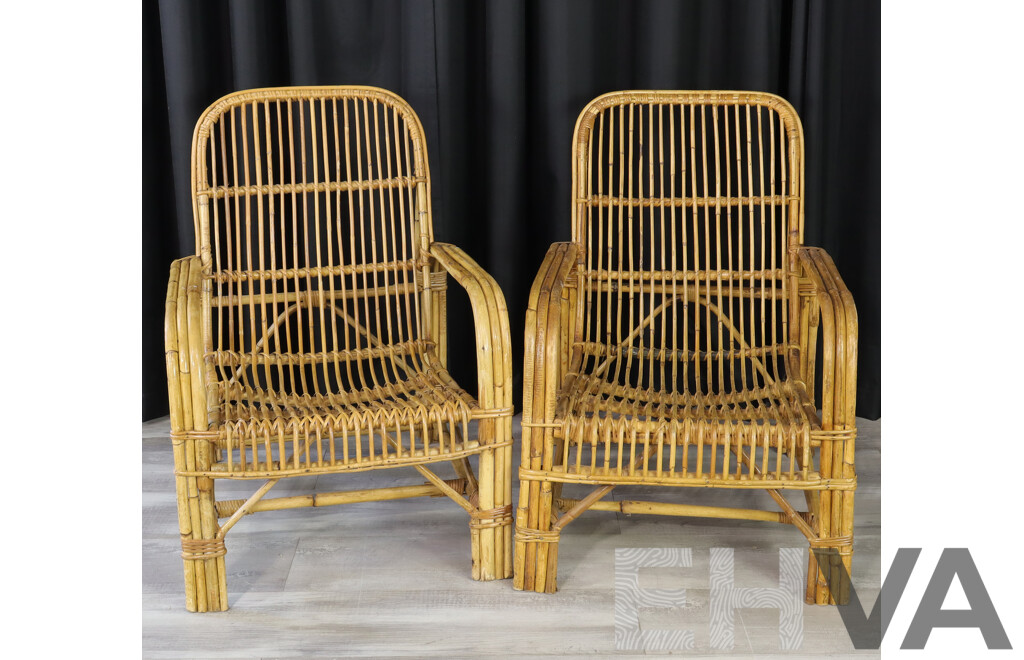 Good Pair of Vintage Tiger Cane Verandah Chairs