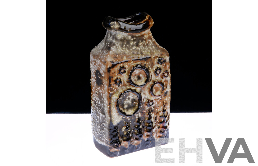 Vintage Mid Century West German Ceramic Fat Lava Luna Salt Glaze Vase by Carsten Tonnieshof