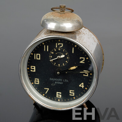 Vintage Saunders LTD Sydney Steel Alarm Clock, German Movement