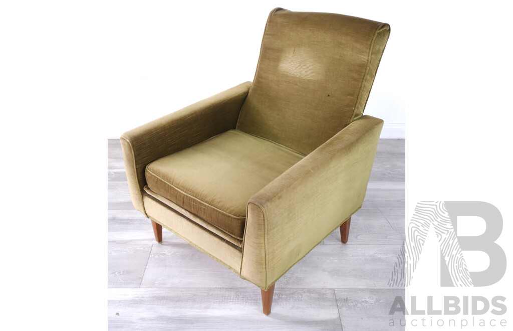 Mid Century Green Velvet Armchair