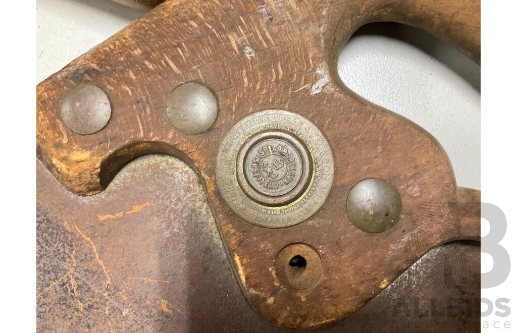 Vintage Wood Working Tools Including Early Spear and Jackson and Warrented Superior Hand Saws, Stanley Breast Drills and Hand Dills