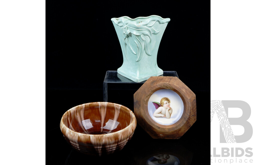 Collection Vintage Pottery & More Including Newton Brown Bowl, Gum Tree Themed Vase & More