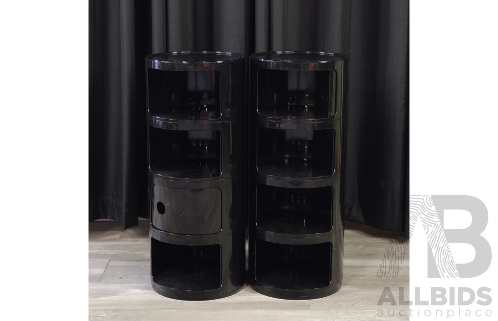 Pair of Black Barrel Form Bedsides