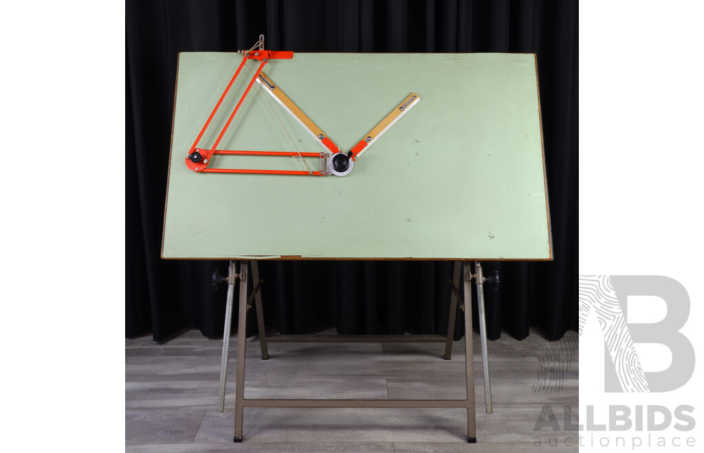 Vintage Folding Drawing Board with Tubular Metal Base