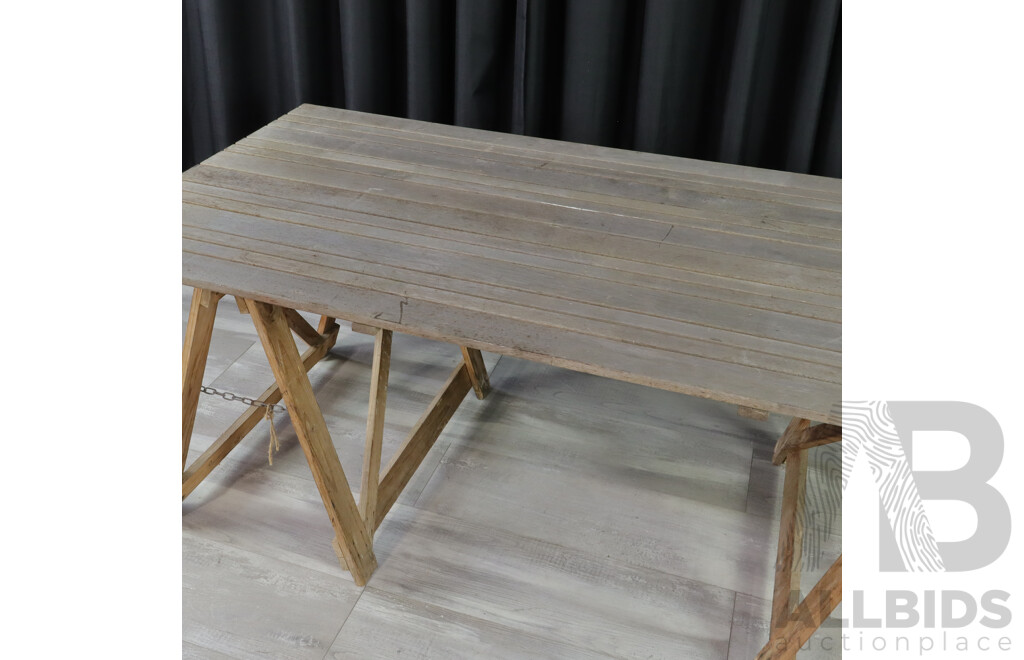 Vintage Trestle Table with Timber Top