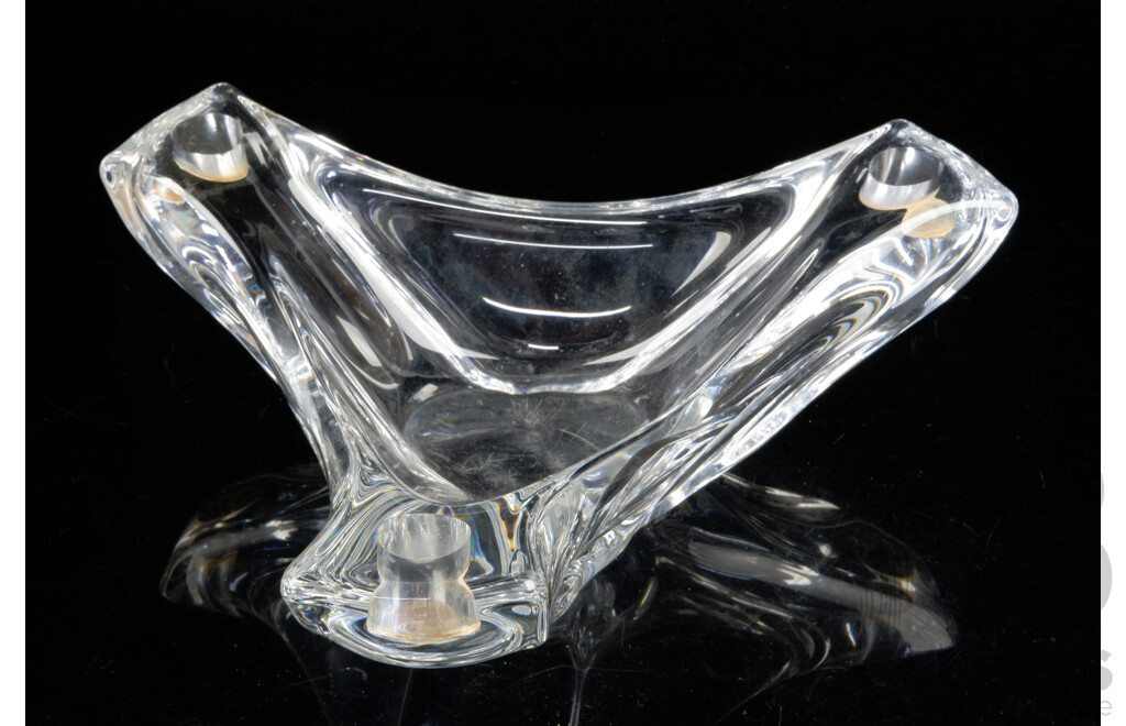 Vintage French Daum Crystal Three Candle Centerpiece Candle Holder