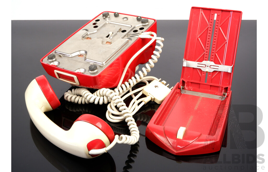 Retro Red Rotary Dial Telephone with Teledex