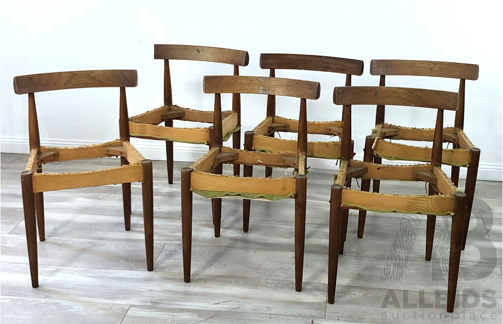Six Mid Century Dining Chair Frames Attr. Berryman Roundette Dining Suite
