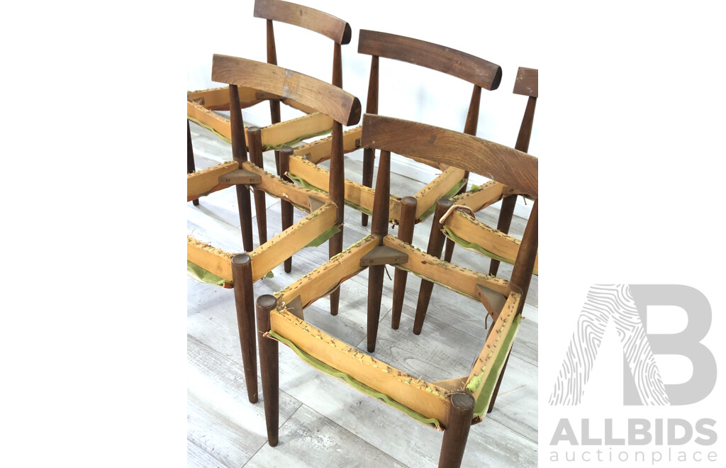 Six Mid Century Dining Chair Frames Attr. Berryman Roundette Dining Suite