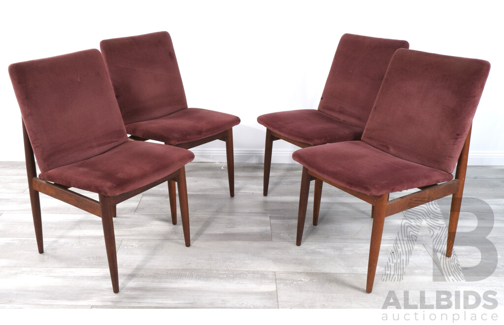 Four Mid Century Parker Furniture 'Slab Back' Dining Chairs
