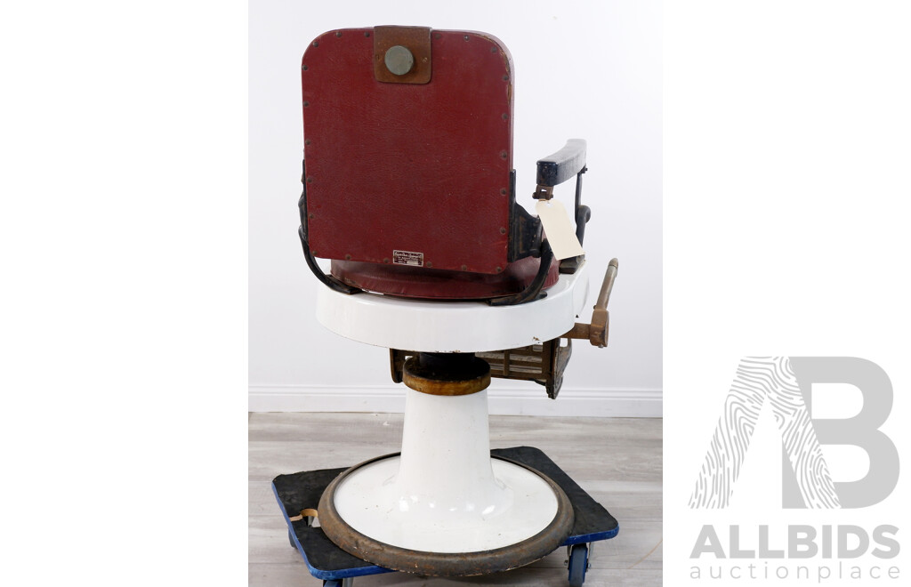 Vintage Enamel Adjustable Barbers Chair