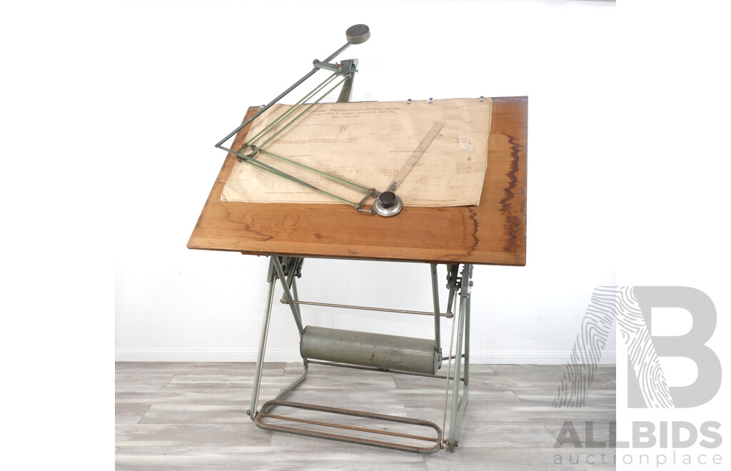 Large Vintage Architectural Drafting Table